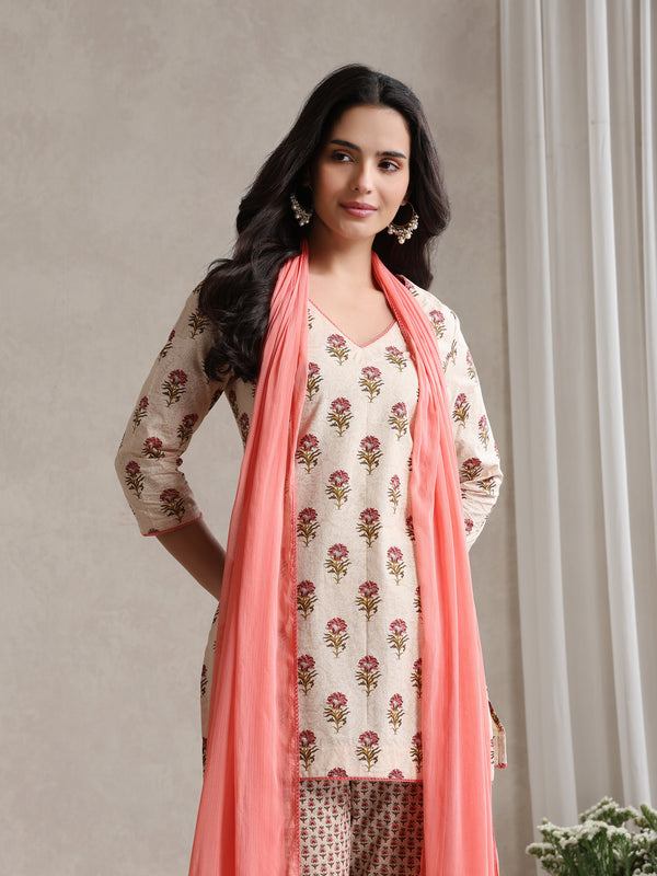 Khushal K Women Floral Printed Cotton Kurta set