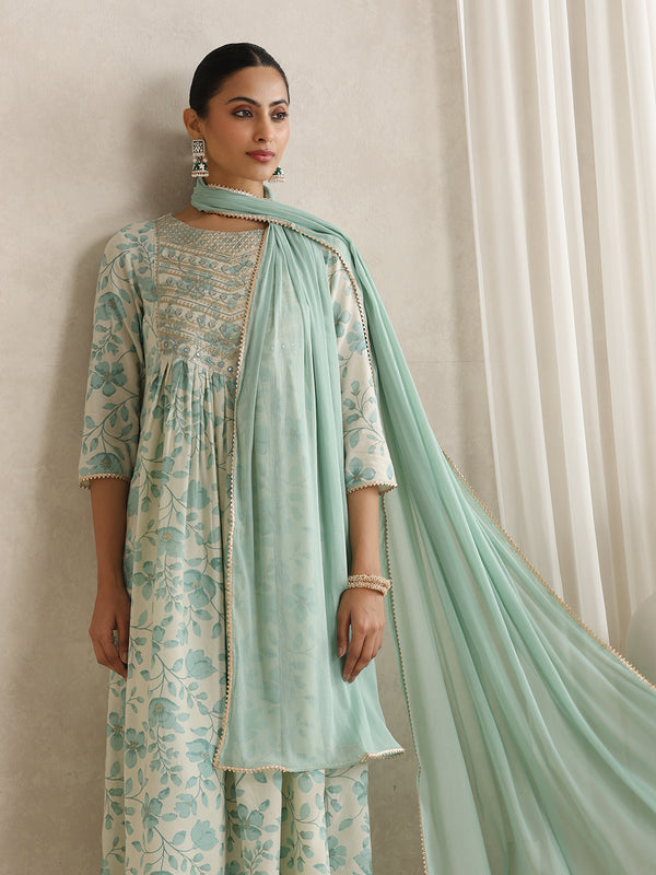 Khushal K Women Floral Printed  Thread Work Kurta set