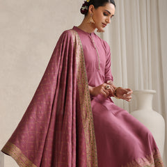 Pink printed Kurta with Palazzos with dupatta
