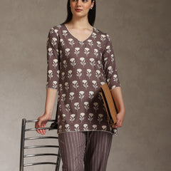 Floral Printed V-Neck Cotton Cord Set