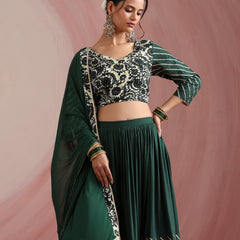 Embroidered Sequinned Ready To Wear Lehenga & Blouse With Dupatta