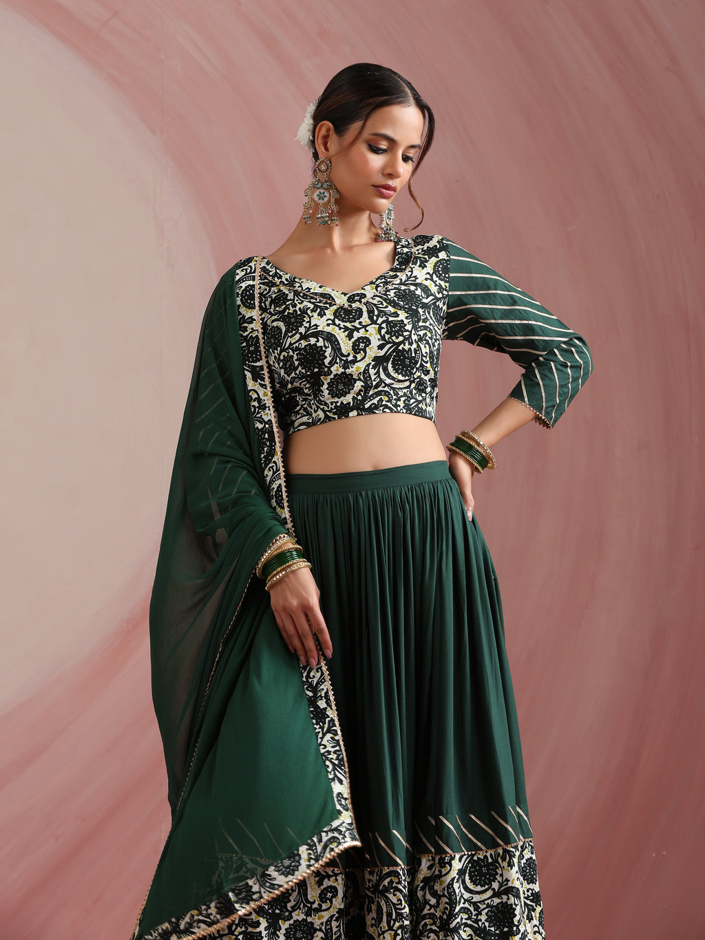 Embroidered Sequinned Ready To Wear Lehenga & Blouse With Dupatta