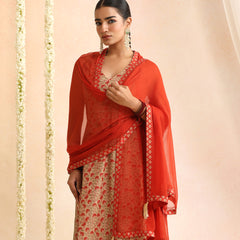 Women Floral Printed V-Neck Kurta with Trousers & Dupatta