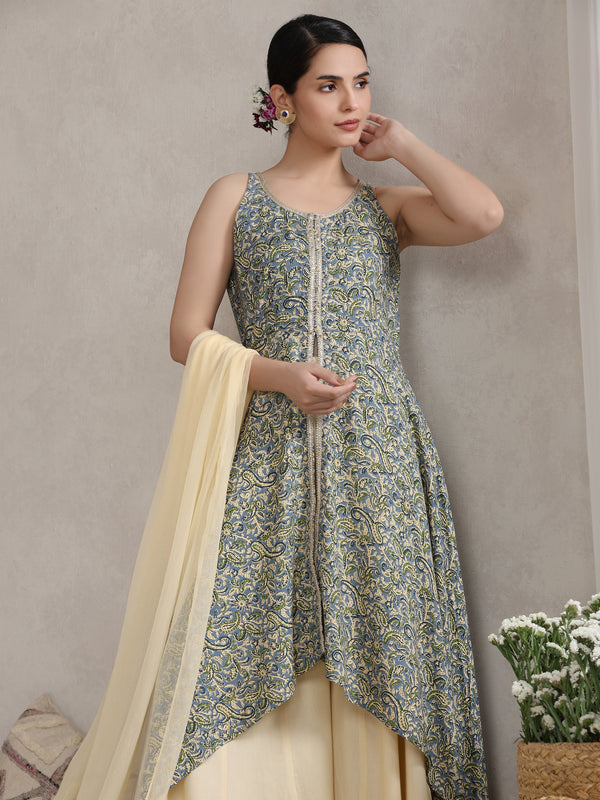 Khushal K Floral Printed A-Line Kurta set