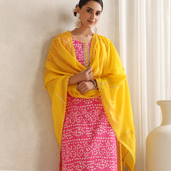 Khushal K  Printed Round Neck Pure Cotton Straight Kurta set