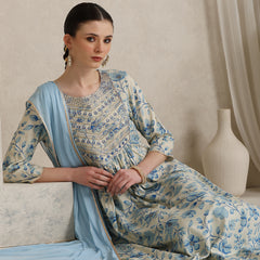 Khushal K Women Floral Printed Regular  Thread Work Kurta set