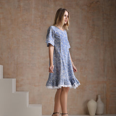 Women Floral Printed Cotton Fit and Flare A-Line Dress