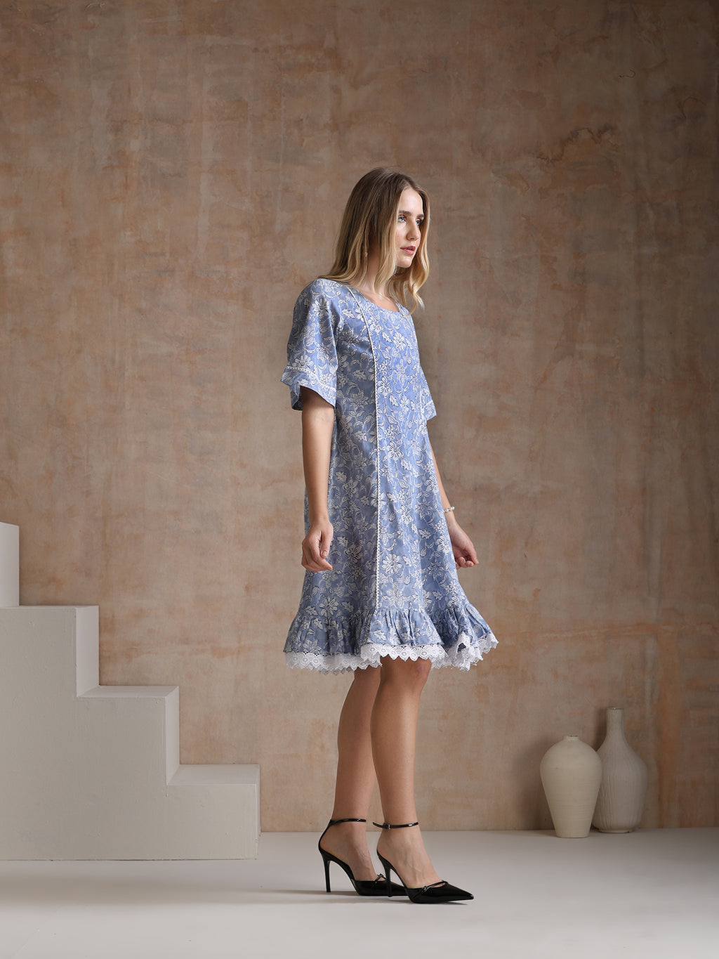 Women Floral Printed Cotton Fit and Flare A-Line Dress