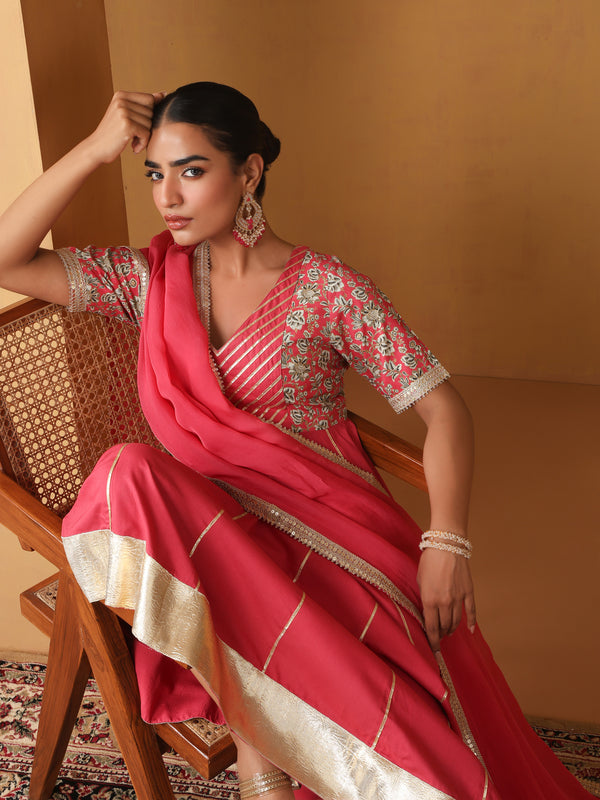 Khushal K Floral Embroidered Anarkali  Kurta set