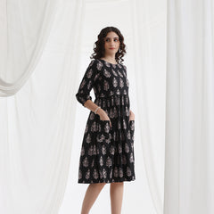 Women Floral Print Fit & Flare Mini Dress