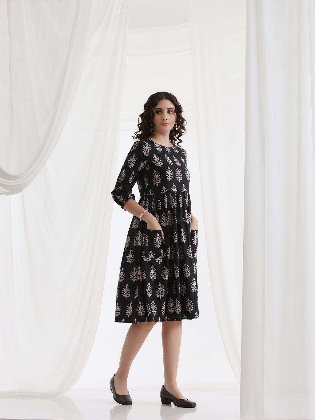 Women Floral Print Fit & Flare Mini Dress