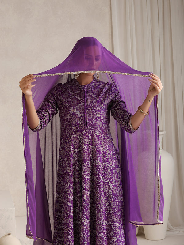 Khushal K Floral Printed Mandarin Collar Kurta set