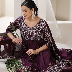 Khushal K Floral Printed Empire V Neck Gotta Patti Anarkali Kurta set