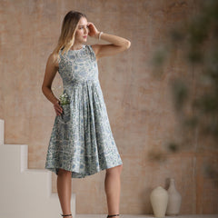 Floral Printed Cotton Fit & Flare Dress