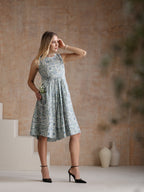 Floral Printed Cotton Fit & Flare Dress