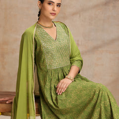 Women Ethnic Motifs Printed Sequinned Anarkali Kurta with Trousers & Dupatta