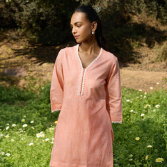 Khushal K Women Printed Regular Pure Cotton peach Kurta & Farsi Salwar