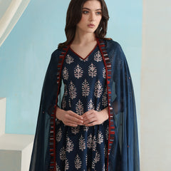 Khushal K Floral Printed V-Neck Pure Cotton Kurta set
