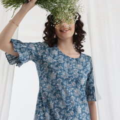 Women Floral Printed Cotton A-Line Above Knee Dress
