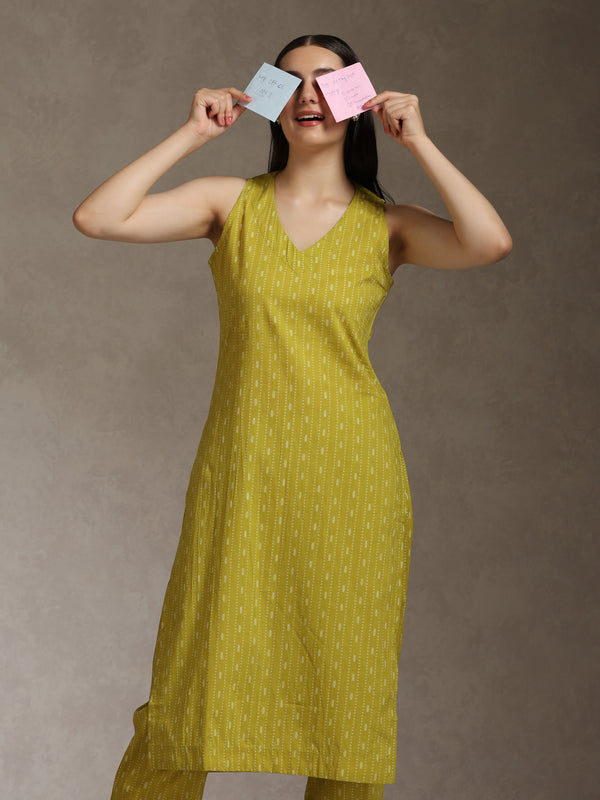 Khushal K Women Geometric Printed Cotton Kurta set
