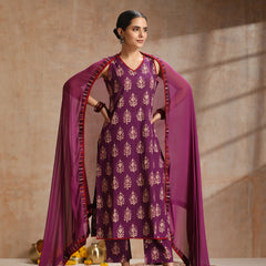 Women Ethnic Motifs Printed Regular Pure Cotton Kurta with Trousers & Dupatta