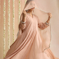 Khushal K Women Cotton Kurta and Palazzo With Dupatta Set - Peach
