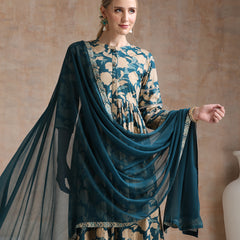 Women Floral Printed Regular Pure Cotton Kurta with Palazzos & With Dupatta