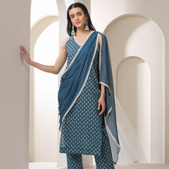 Women Ethnic Motifs Printed Regular Pure Cotton Kurta with Palazzos & With Dupatta