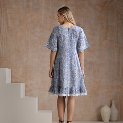 Women Floral Printed Cotton Fit and Flare A-Line Dress
