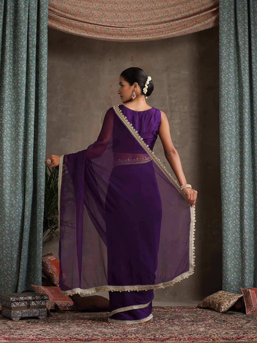 Poly Chiffon Fashion Saree