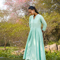 Khushal K Women Cotton Kurta and Palazzo With Dupatta Set - Green