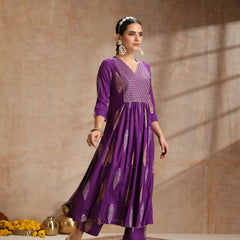 Women Ethnic Motifs Printed Tiered Sequinned Kurta with Trousers & Dupatta