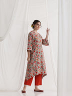 Floral Printed V-Neck Pure Cotton A-Line Kurta With Palazzos And Dupatta