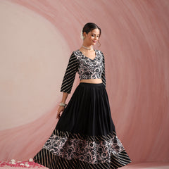 Floral Printed Gotta Patti Ready to Wear Lehenga & Choli With Dupatta