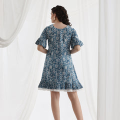 Women Floral Printed Cotton A-Line Above Knee Dress