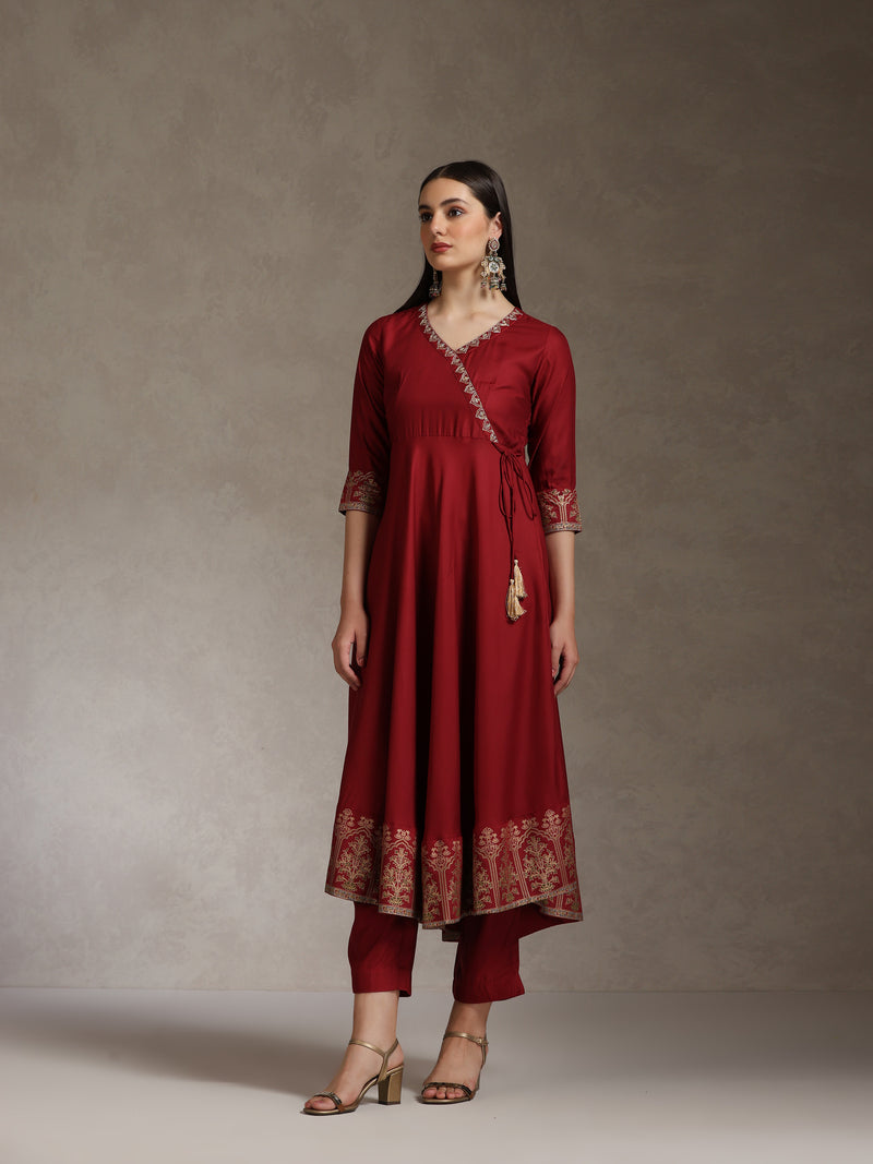 Khushal K Women Solid Anarkali Kurta set