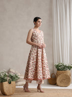 Women Cream Floral Printed Angrakha Pure Cotton Kurta with Palazzos & Dupatta