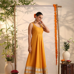 Khushal K Women Cotton Kurta and Palazzo With Dupatta Set - Mustard