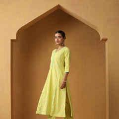 Geometric Printed Pure Cotton Straight Kurta With Palazzo And Dupatta