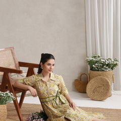 Women Floral Print Shirt Dress