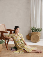 Women Floral Print Shirt Dress