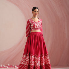 Pink Floral Printed Gotta Patti Ready to Wear Lehenga & Choli With Dupatta