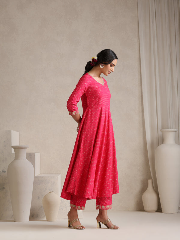 Khushal K Polka Dot Printed Anarkali Kurta set