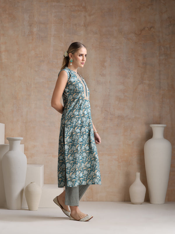 Women Ethnic Motifs Printed Regular Pure Cotton Kurta with Palazzos & With Dupatta