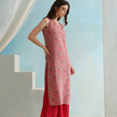 Paisley Printed V-Neck Sleeveless Kurta with Palazzos & With Dupatta