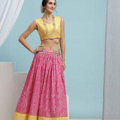 Printed Cotton Ready to Wear Lehenga & Blouse With Dupatta