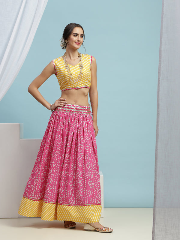 Printed Cotton Ready to Wear Lehenga & Blouse With Dupatta