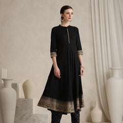 Black printed Kurta with Palazzos with dupatta