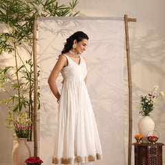 Khushal K Women Cotton Kurta and Palazzo With Dupatta Set - White