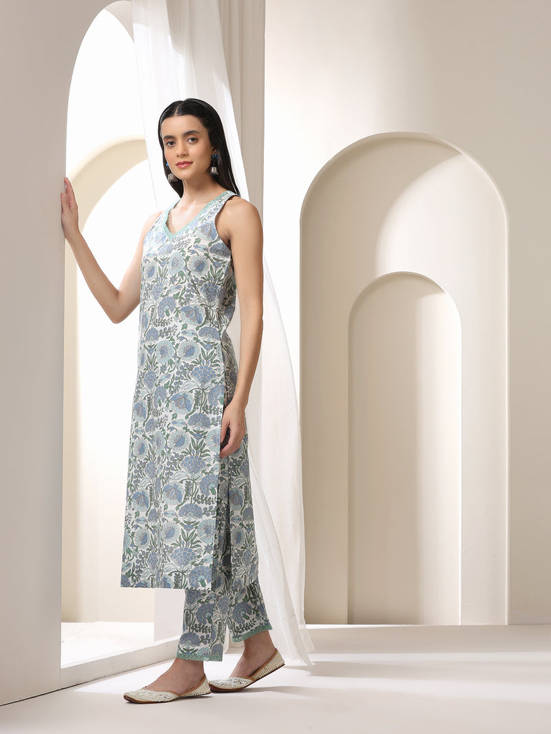 Women Floral Printed Regular Pure Cotton Kurta with Palazzos & With Dupatta